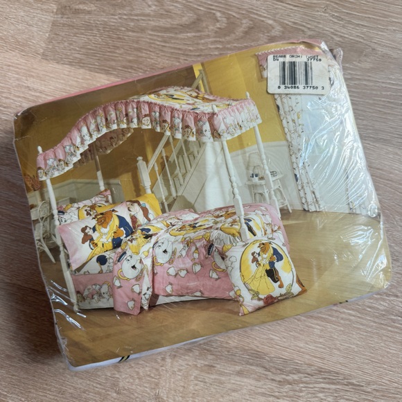 NEW Disney vintage 1991 beauty and the beast three piece twin sheet set - Picture 2 of 6